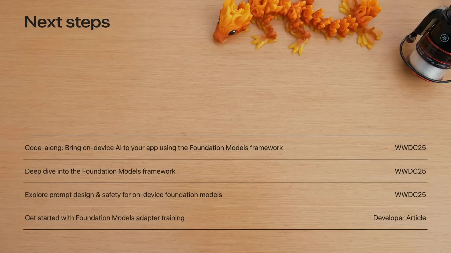 Closing slide of Foundation Models framework presentation