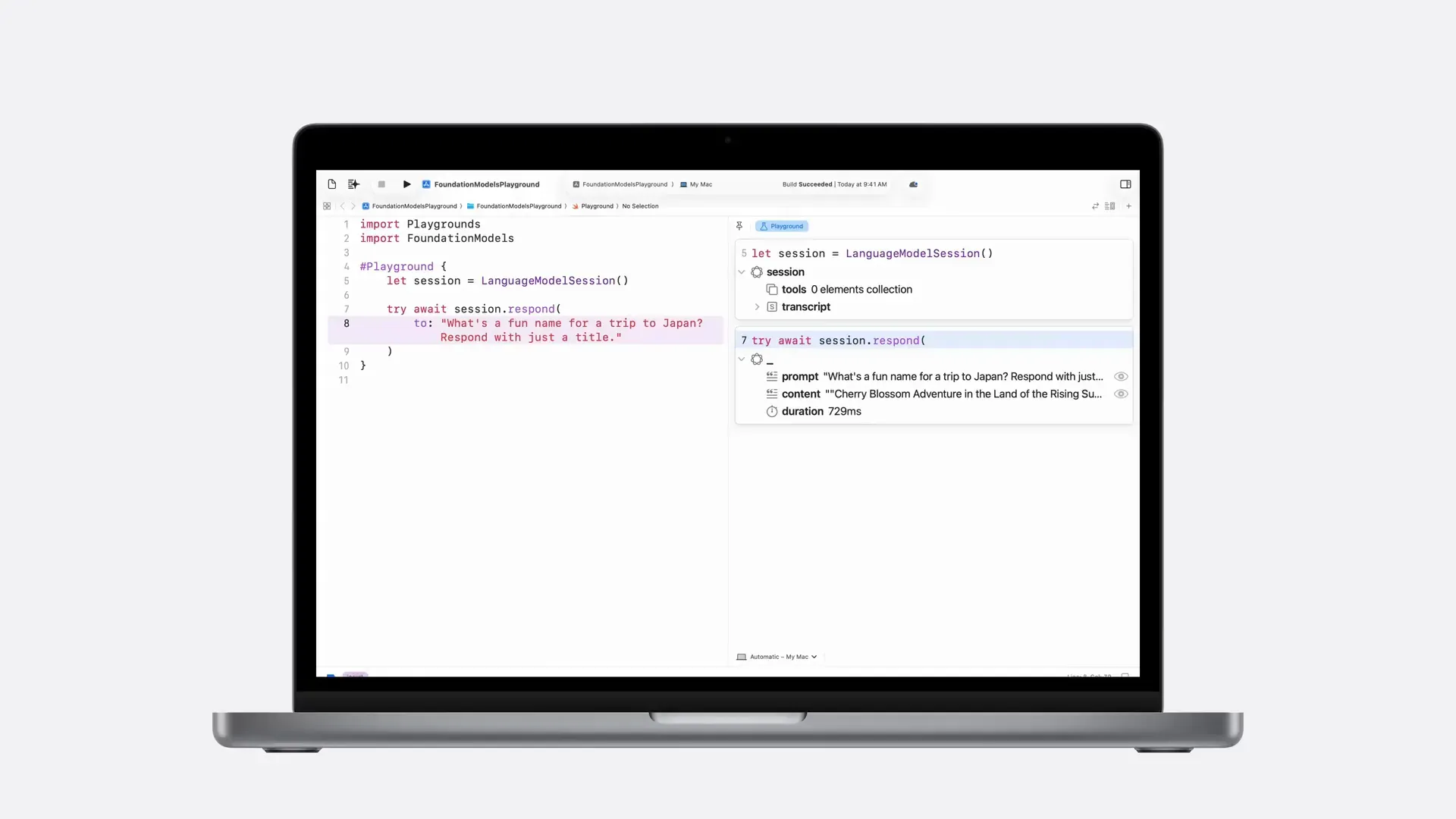 Xcode playground macro usage example